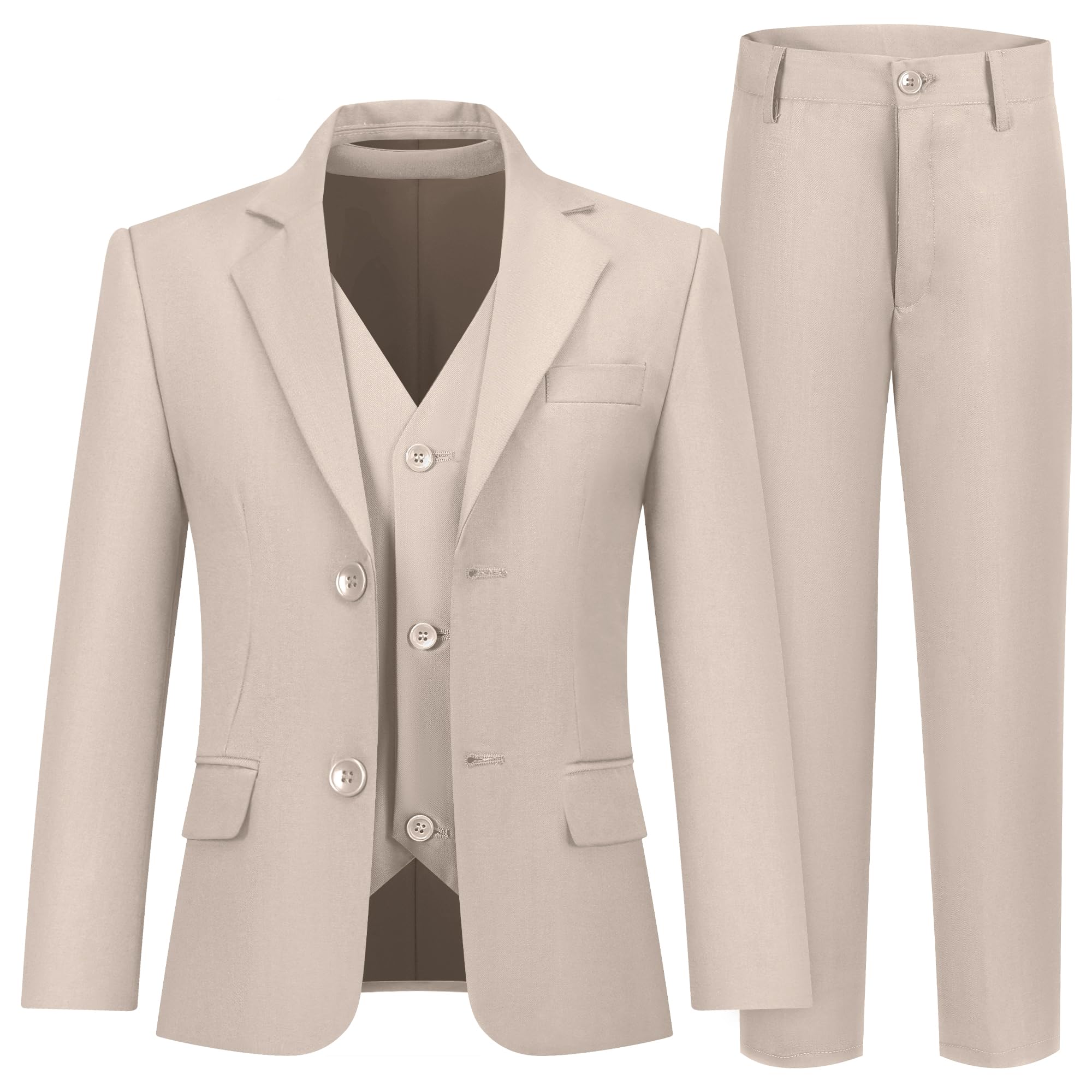 Photo 1 of Boy's 3 Piece Suits Set Slim Fit Suit for Kids Champagne Kids Suits Tuxedo Wedding Set Teenager Boys Dinner Suit Formal Dresswear Suit Size 14