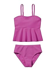 SHENHE Girl's 2 Piece High Waisted Ruffle Waffle