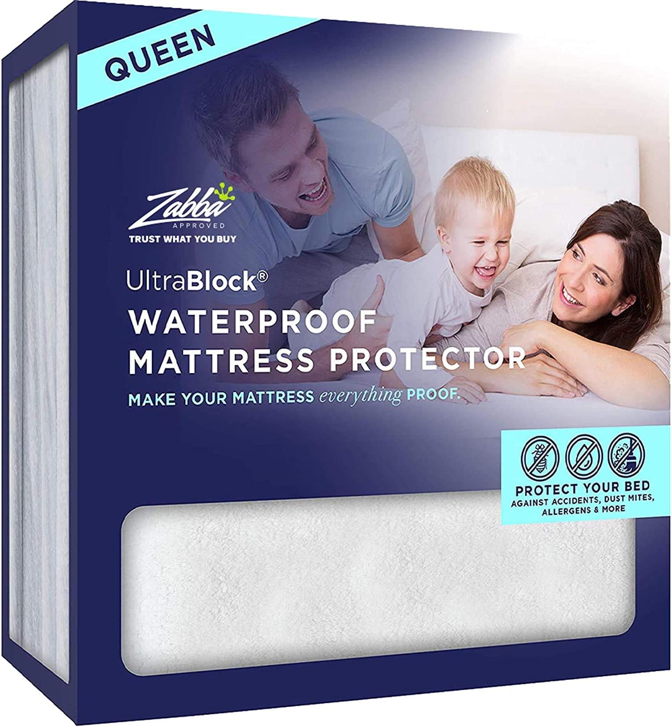 UltraBlock Queen Size Waterproof Mattress Protector Soft Cotton Terry