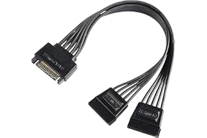 XMSJSIY SATA Power Y Splitter Cable Adapter Connector 15 Pin SATA Male to Dual Female Hard Drive HDD SSD Extension Power Cabl