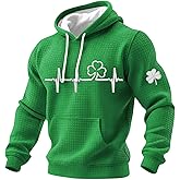 St Patricks Day Hoodie Men Shamrock Print Pullover Long Sleeve Hooded Sweatshirt for Irish Holiday Party
