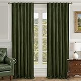 LAMIT Olive Green Velvet Curtains 84 Inch for