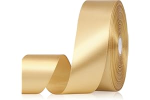 Sagaat Champagne Gold Ribbon 1-1/2 Inch, 60 Yards Polyester Gold Satin Ribbon for Gift Wrapping, Fabric Ribbon for Flower Bouquet Crafts Wedding Christmas