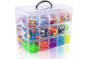 SGHUO 3-Tier Stackable Storage Container Box with Dividers-30 Compartments, Bead Organizers for Art Craft Storage, Washi Tape, Kids Toys, Jewelry, Beauty & Sewing Supplies