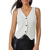 Usweetie Women Vest Tops Sleeveless V Neck Button Knit Sweater Vest