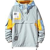 GURUNVANI Casual Hoodie Long Sleeve Hooded Jacket Color Block Pullover