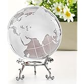 80mm Crystal Earth Globe Ball with Stand World Map Glass Sphere Desk Office Home Decor Glass World Globe Paperweight