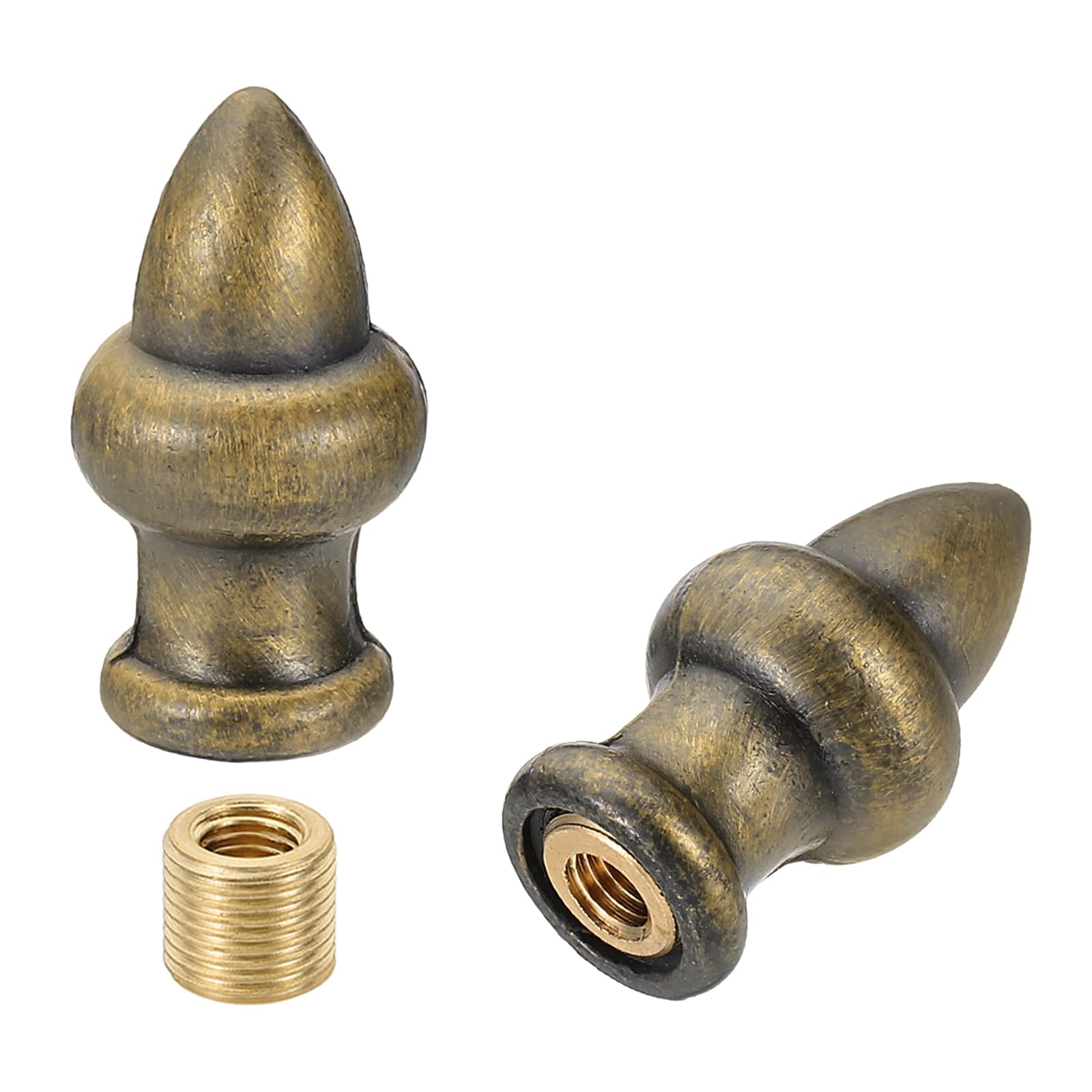 PATIKIL 36 x 20mm Lamp Finials Caps Knob, 2 Set Solid Lamp Shade Top Decoration Screw Cap Nuts with Brass Reducing Adapter for Table Lamps Floor Lamps, Bronze