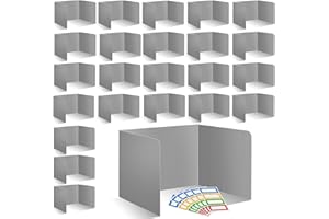 ZSMKJIAYE 24 Pcs Desk Dividers for Students 14 × 17.5 × 14 Inch Plastic Durable and Waterproof Privacy Folders Shields Test Dividers with Classroom Privacy Boards for School Study Teacher Supplies (Gray)