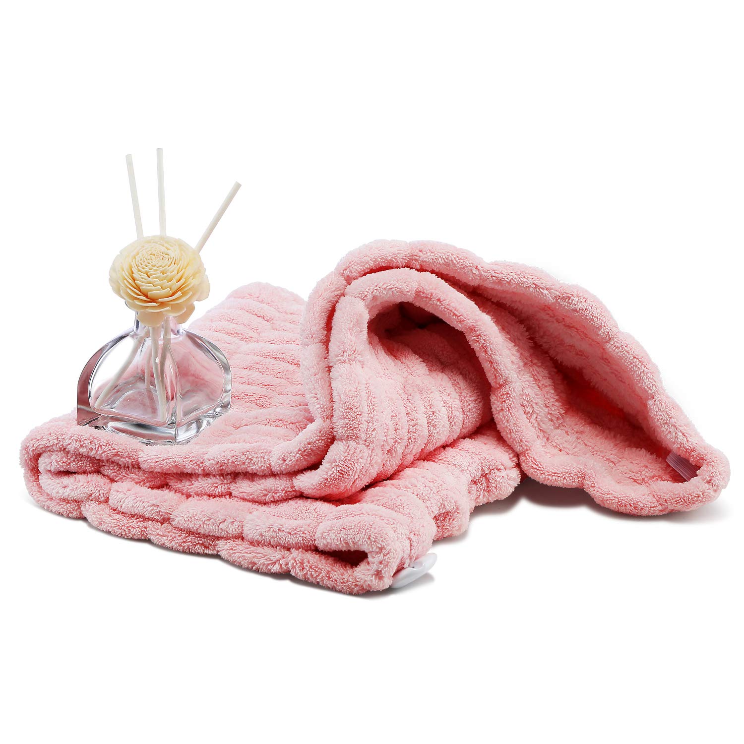 Innovative Gauffer Design Large Microfiber Hair Towel Drying Wraps for Women, Quick Dry Turban Shower Caps Magic Hats, Super Absorbent Anti-frizz for Long Thick Curly Hair