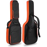 LETSROCK Electric Guitar Case with 0.7 Inch Thick Padding 3 Pockets with Electric Guitar Gig Bag, Adjustable Shoulder Strap Compatible with 38 40 41 Inch Electric Guitar (Black)