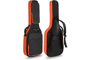 LETSROCK Electric Guitar Case with 0.7 Inch Thick Padding 3 Pockets with Electric Guitar Gig Bag, Adjustable Shoulder Strap Compatible with 38 40 41 Inch Electric Guitar (Black)