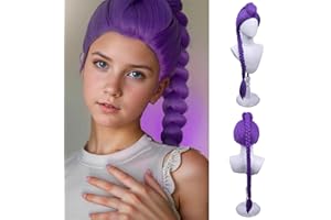 WAVELNM Kids Purple Braid Wigs Light Purple 2 pieces Wig for Girls Children Short Lavender Purple Wig with a detachable Braid Daily Party Halloween Costume Wigs