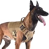 ICEFANG Tactical Dog Harness ,2X Metal Buckle,Working Dog MOLLE Vest with Handle,No Pulling Front Leash Clip,Hook and Loop Pa