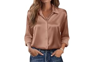 Zeagoo Womens Tops Long Sleeve Satin Silk Button Down Shirts Casual Business Dressy Blouses Fall Clothes