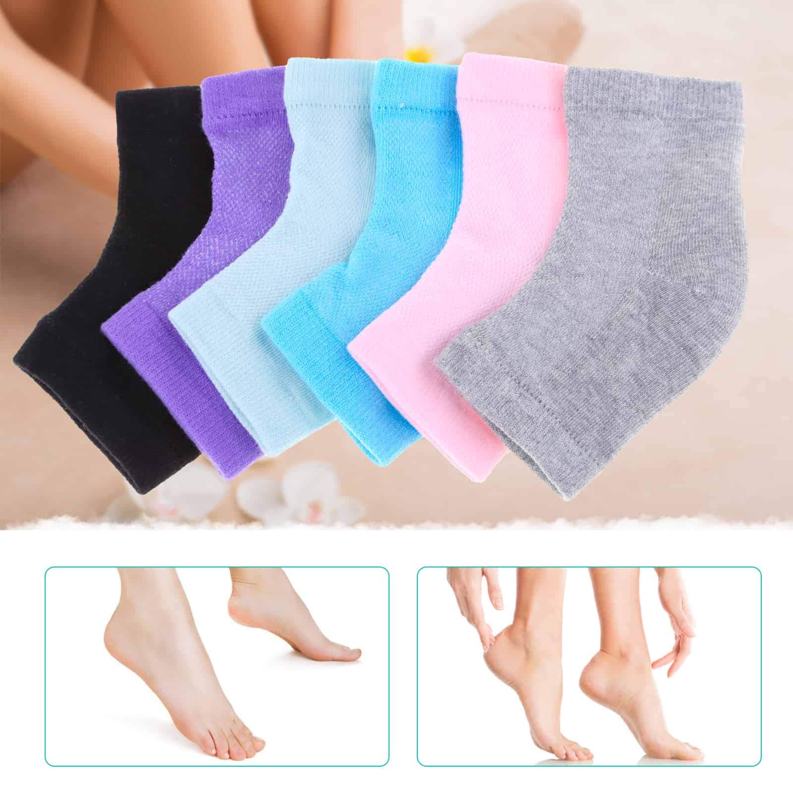 selizo Selizo 6 Pairs Heel Moisturizing Socks Open Toe Socks Cracked Gel Heel Socks Foot Toeless Heel Repair Socks for Women Dry Hard Cracked Feet, 6 Colors