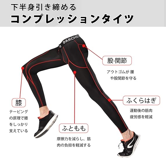 Amazon Darchen コンプレッションタイツ Uvカット吸汗速乾 ロング メンズ コンプレッションタイツ 通販
