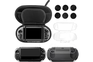 JDGPOKOO 10 in 1 Accessories Kit for PS Vita 2000, Carrying Case for PSV 2000, Protective Case, Front and Back Screen Protect