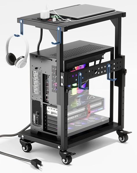 ZUAVIALA COMPUTER TOWER STAND WITH POWER OUTLET, 6...