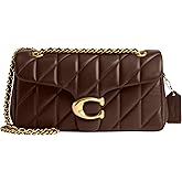 COACH Women's Quilted Tabby Shoulder Bag 26 with Chain, B4/Maple, Brown, One Size