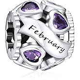 NINGAN Birthstone Charms 925 Sterling Silver Love Heart Openwork Bead for Charm Bracelets and Necklaces with 5A Cubic Zirconia, Birthday Mothers Day Jewelry Gifts Women