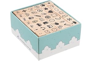 VILLCASE 42pcs Wooden Rubber Stamp Set for Journaling and DIY Crafting, Vintage Weather and Daily Life