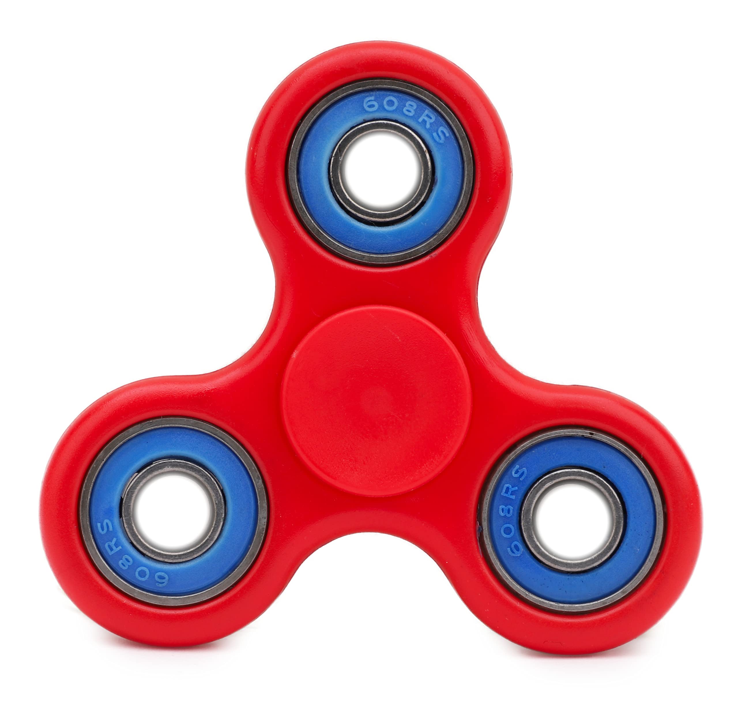 Toyland® Fidget Hand Spinner - Stress and Anxiety Relief - Assorted Colours (Red & Dark Blue Rings)