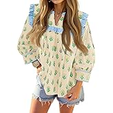 Tankaneo Womens Floral Babydoll Blouse Puff Sleeve Peplum Tops Casual Ruffle V Neck Flowy Boho Cute Shirts