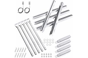 UNIFLASY Grill Replacement Parts for Charbroil Performance 5 Burner 463448021 463450022 463451022, 4 Burner 463365021 463352521, Charbroil Grill Parts Include Heat Plate,Burner, Igniter,Crossover Tube