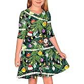 Remimi Girls Christmas Dress 3/4 Sleeve Xmas Party Dresses 3-14 Years