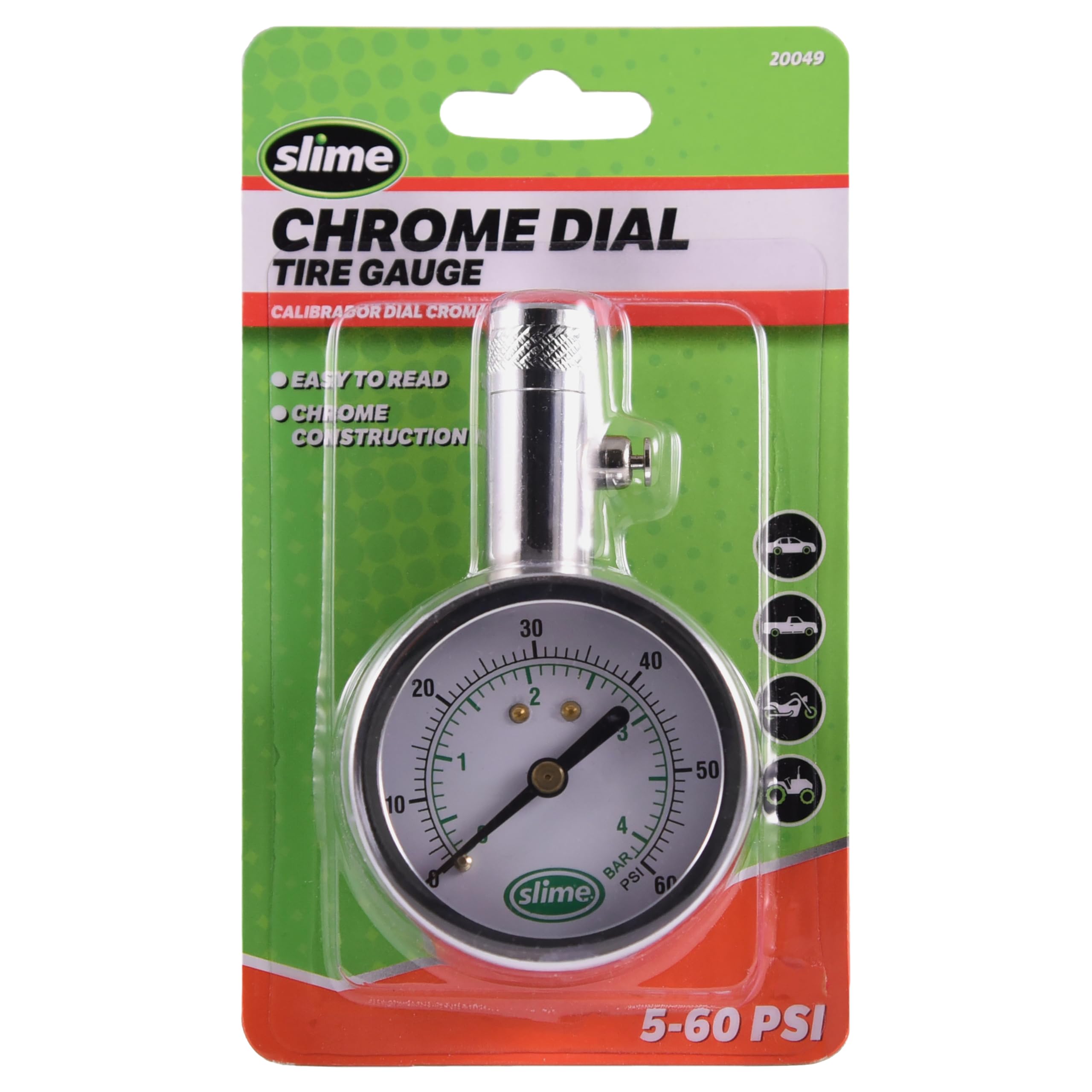 Slime 20049 Tire Pressure Gauge, Large Face Dial