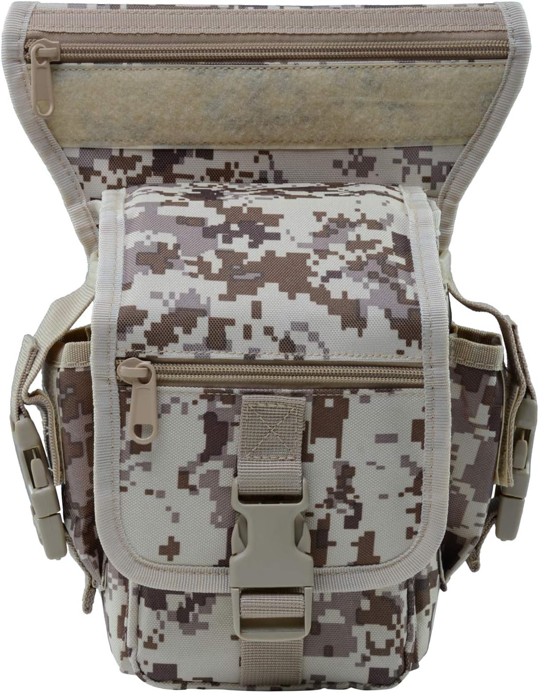 Gharpbik Leg Bag, Tactical Thigh Pouch Multi Function Military Tactical Waist Bag Waterproof Waist Bag MOLLE for Cycling Hiking Climbing Colour Black and Desert