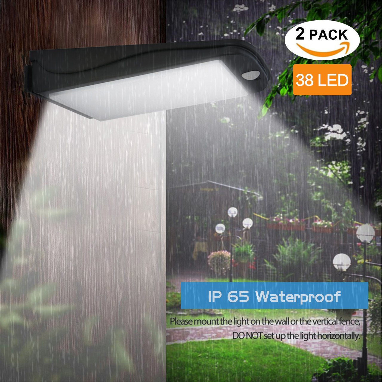 Solar Motion Sensor Lights Outdoor,Aityvert Super Bright 300 Lumen Aluminum Material Spotlight Waterproof Wireless Security Wall Light for Garden,Patio,Deck,Yard,Driveway (2 Pack)