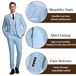 High-End Suits Retro Blue Linen Suit for Men Casual