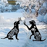 WONDER GARDEN Metal Dog Decor for Outside - 2 Pack Garden Stakes Decorative, Black Dog Silhouette Statues Lawn Ornaments Yard Patio Decor Women Men Mom Gifts