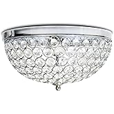 Elegant Designs FM1000-CHR Elipse Crystal 13 Inch Modern Metal 2 Light Bowl Shaped Ceiling Flush Mount Fixture, Chrome
