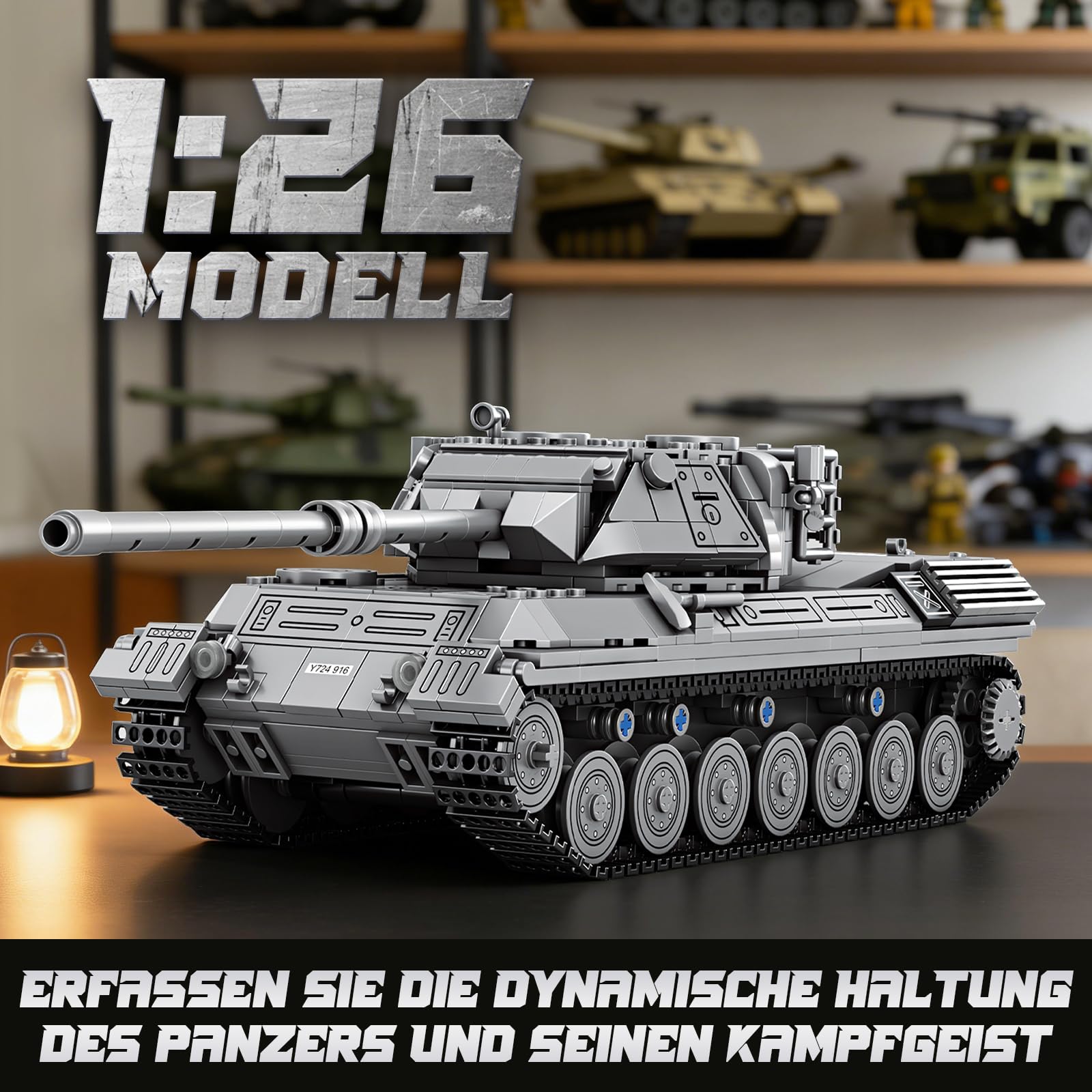 Reobrix 77038 Leopard 1 Militär Panzer Modell Klemmbausteine für Erwachsene 3