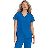 KOI Betsey Johnson Freesia Women's 3-Pocket Scrub Top Royal Blue Large