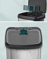SONGMICS 68L Kitchen Bin Pedal Trash Can with Lid Metal Silver Black LTB520E68 view 6
