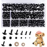 OUTUXED 520pcs Plastic Safety Eyes and Noses, Crochet Eyes with Washers, Craft Doll Eyes, Black Safety Eyes for Amigurumi, Pu