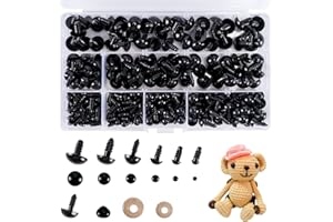 OUTUXED 520pcs Plastic Safety Eyes and Noses, Crochet Eyes with Washers, Craft Doll Eyes, Black Safety Eyes for Amigurumi, Puppet, Plush Animal and Teddy Bear