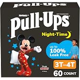 Pull-Ups Boys' Night-Time Potty Training Pants, Size 3T-4T, 60 Count | Overnight Protection, Disposable, Refastenable Fit, Sl