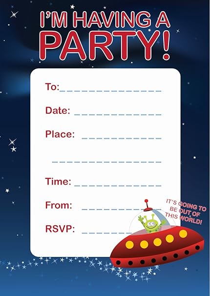 16 A6 Et Enveloppes D Invitation D Anniversaire Sur Le Theme De L Espace Sont Pas Inclus Amazon Fr Fournitures De Bureau