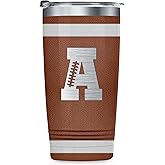 Onebttl Personalized Football Gifts for Teen Boys, Men, Coaches, 20oz Stainless Steel Tumbler with Laser Etched Initials for Football Players, Lovers - A