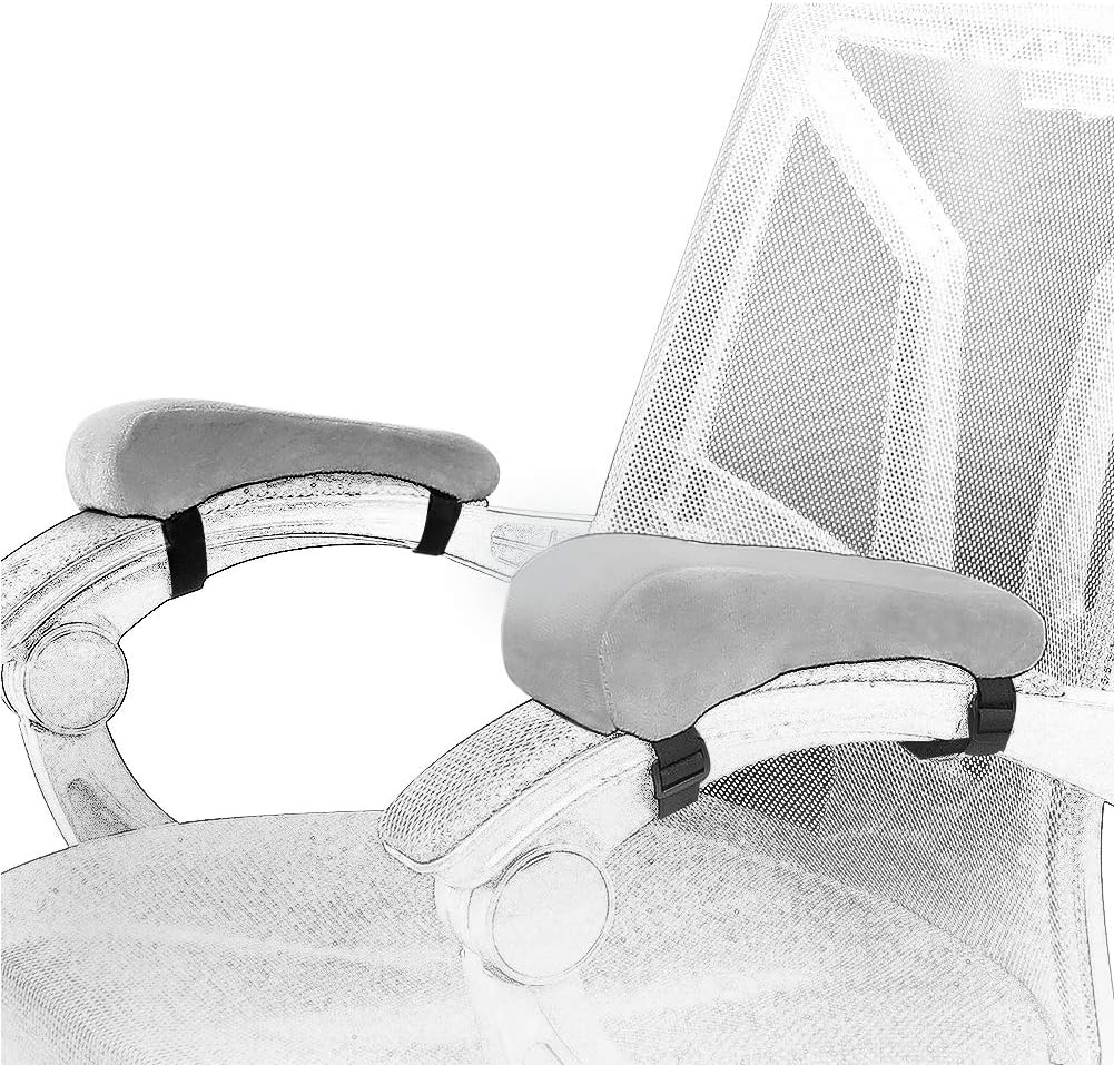 Memory Foam Arm Rest Office Chair Armrest Pads and Elevated Sloped Armrest - Universal Cushion Covers for Armrest and Elbow Relief (2 Pad Set) Gray : Office Products