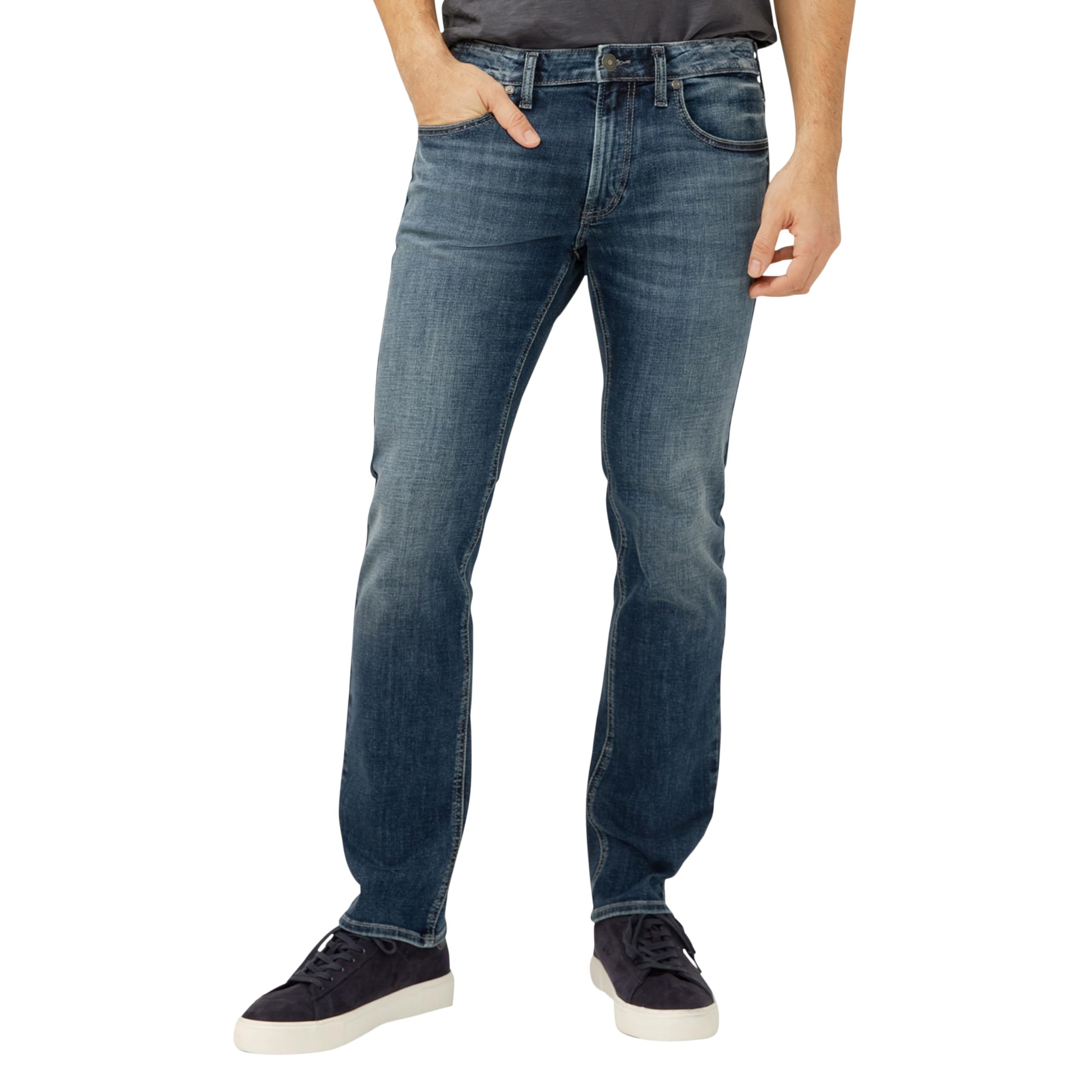Silver Jeans Co. Men's Allan Slim Fit Straight Leg Jeans, Dark Wash, 28W x 32L Image Silver Jeans Co. Men's Allan Slim Fit Straight Leg Jeans, Dark Wash, 28W x 32L Image