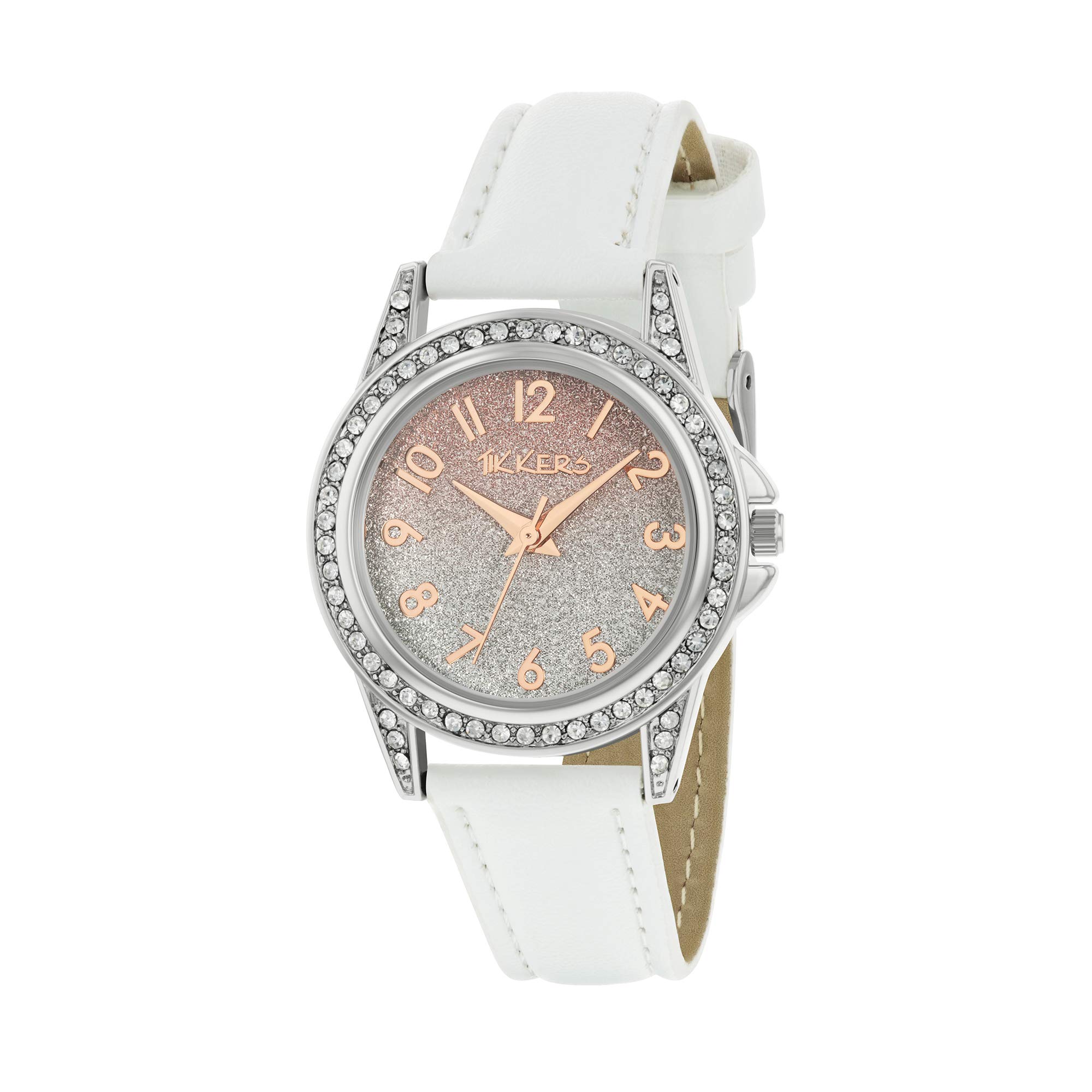 Tikkers Girls White PU Strap Ombre Shimmer Dial Watch TK0190