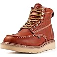 SUREWAY 6” Wedge Moc Toe Work Boots for Men - Soft Toe,Premium Full-Grain Leather,Lightweight Work Boots/Shoes,Comfort Insole,Oil/Slip Resistant,Real Goodyear,EH Rated Industrial Construction Boots