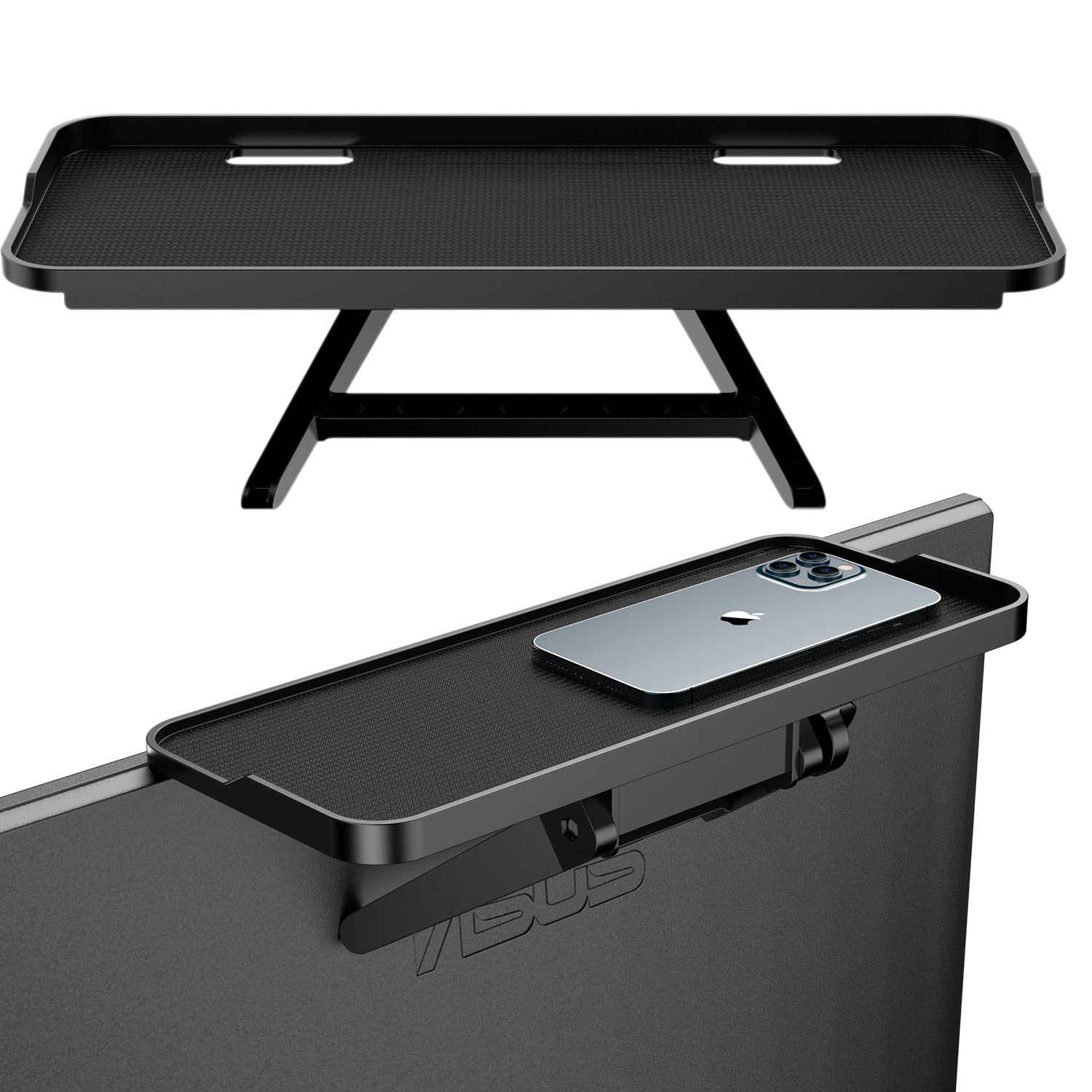 JXMTSPW TV Top Screen Shelf Adjustable Computer Monitor Shelf Storage Bracket Mount Hold Cable Media Box, Game Console, WiFi Router, Remote Controls,Plants Home Decor (Black-1pcs)