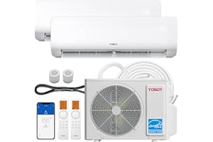 TOSOT 18,000 BTU Dual 2 Zone Mini Split Air Conditioner with Heat Pump, 21 SEER2, 230V, Wifi-Enabled Ductless Inverter Split System with 16.4 ft Copper Line Set, 9,000 + 9,000 BTU, Cosmo Series